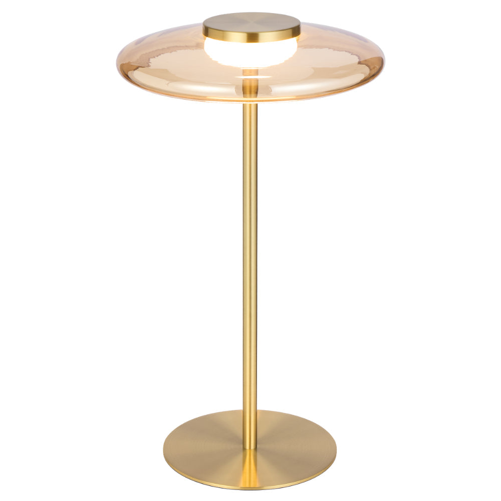 Amity LED Table Lamp 8W 3000K Brass & Amber - AMITY TL25-BRSAM
