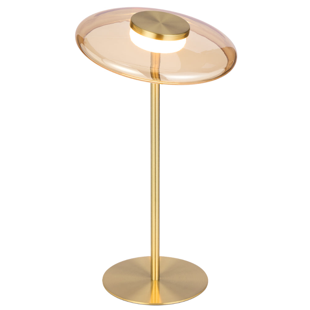 Amity LED Table Lamp 8W 3000K Brass & Amber - AMITY TL25-BRSAM