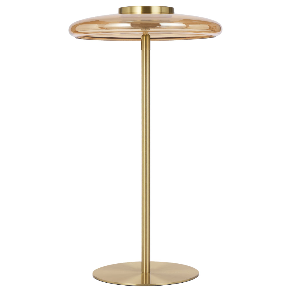 Amity LED Table Lamp 8W 3000K Brass & Amber - AMITY TL25-BRSAM