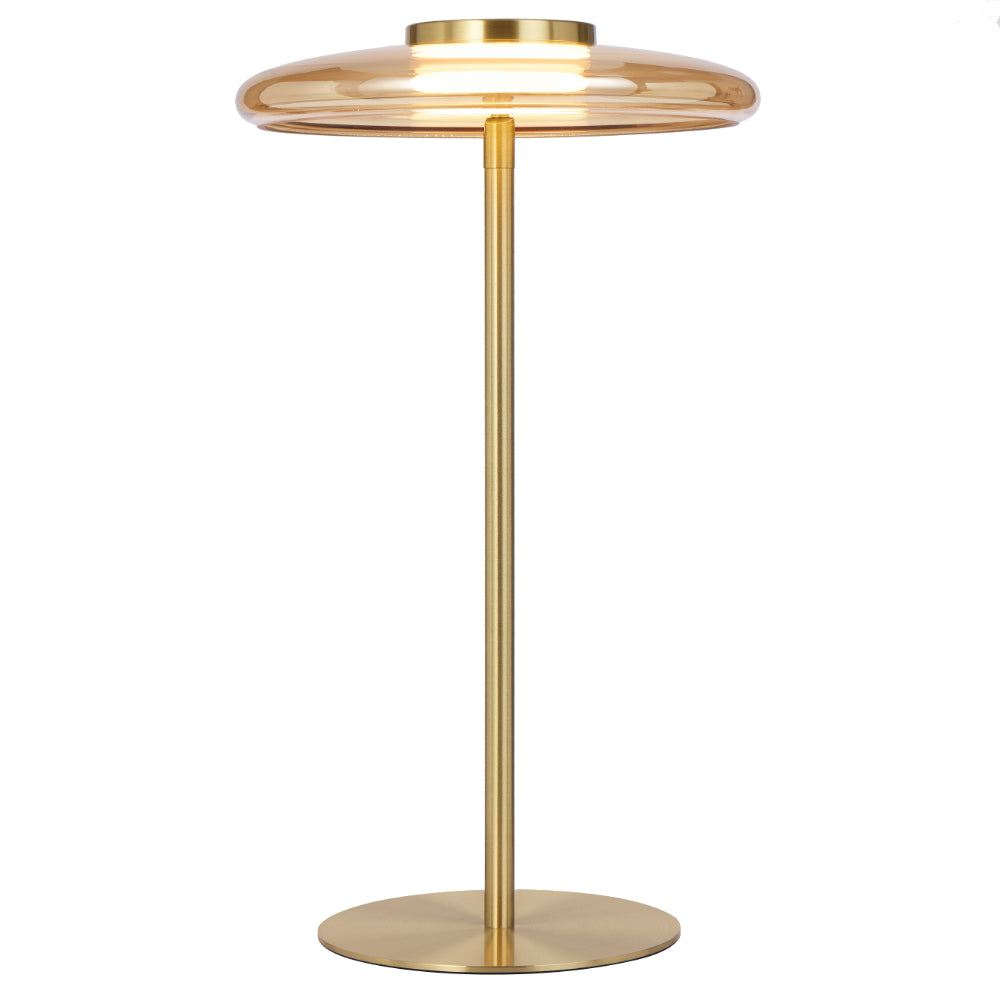Amity LED Table Lamp 8W 3000K Brass & Amber - AMITY TL25-BRSAM