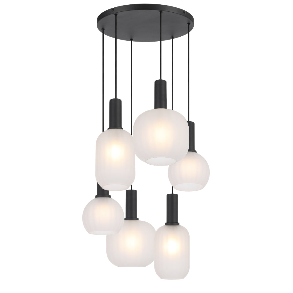 Aosta 6 Light Pendant Black - AOSTA PE06-BKFR