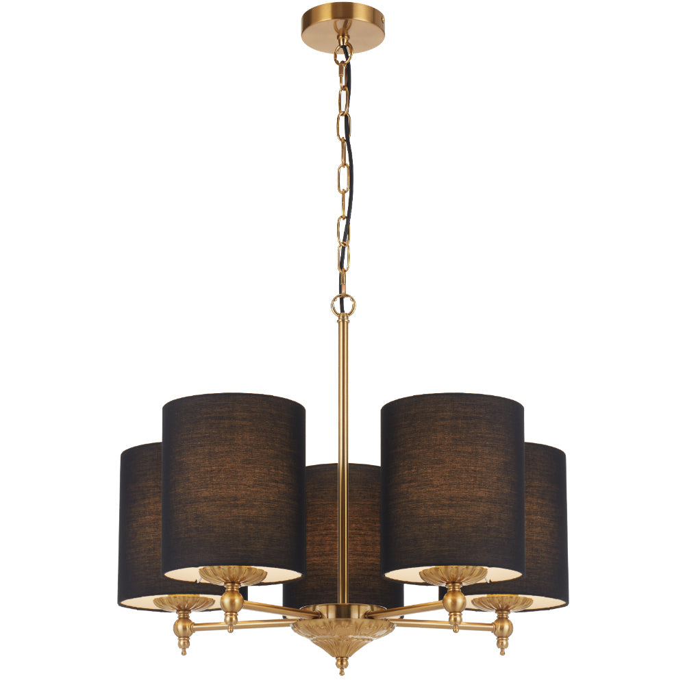 Argos 5 Light Pendant Antique Gold & Black - ARGOS PE5-AGBK