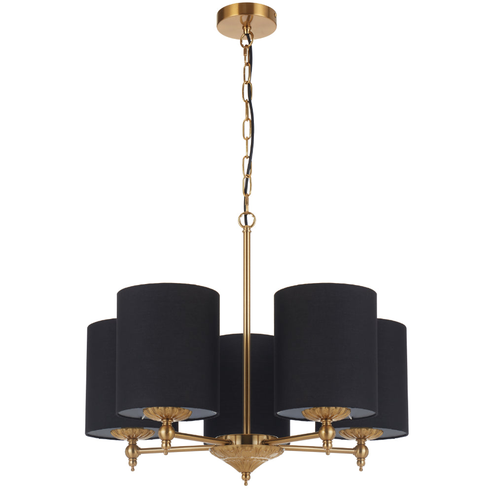 Argos 5 Light Pendant Antique Gold & Black - ARGOS PE5-AGBK