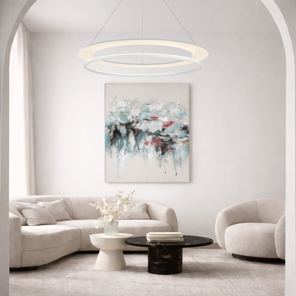 Ariva LED 1060mm Pendant Light 46W Tri Colour White - ARIVA PE106-WH
