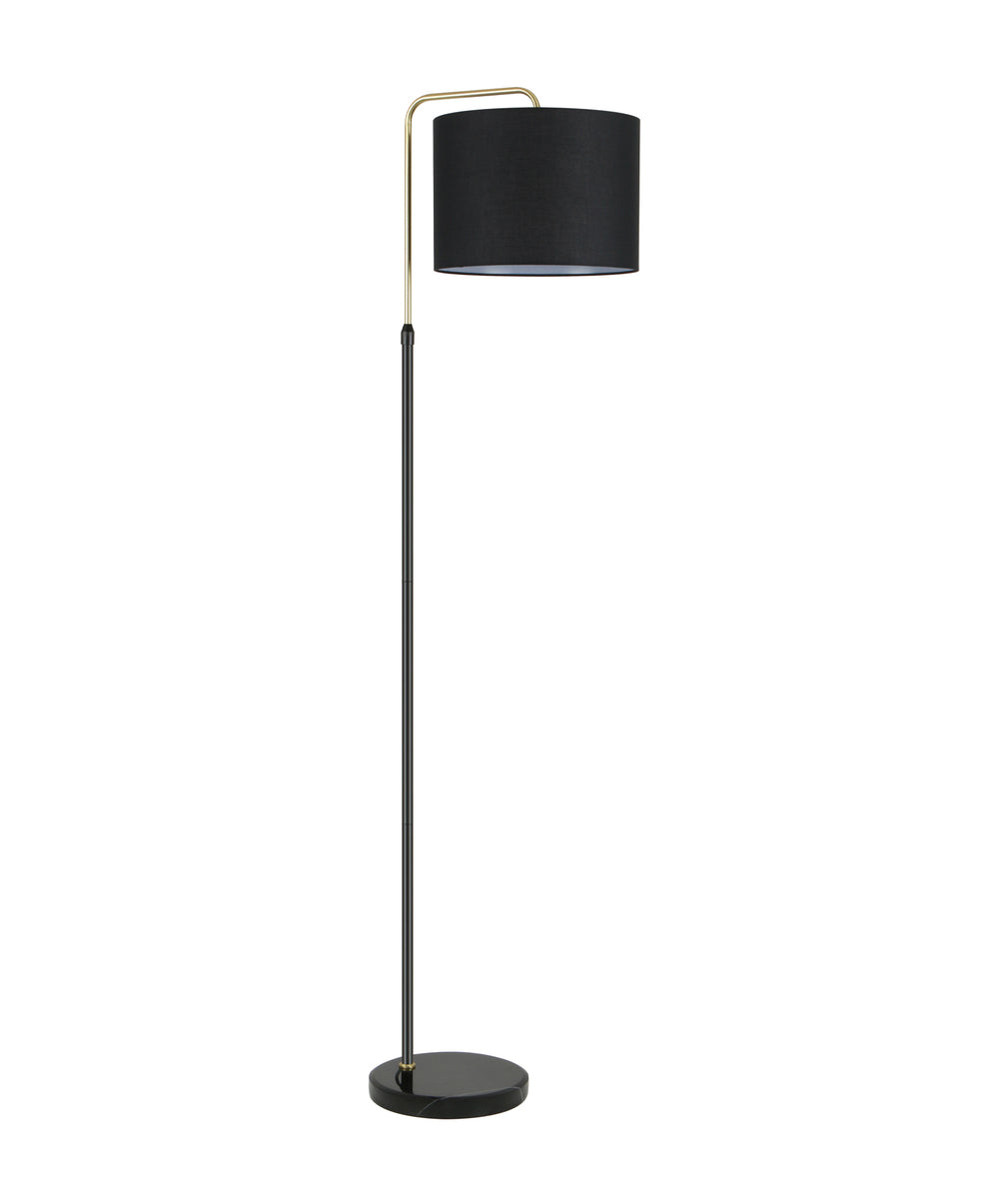 Arriba Adjustable Floor Lamp Drum Shade With Marble Base Black - ARRIBA-F1