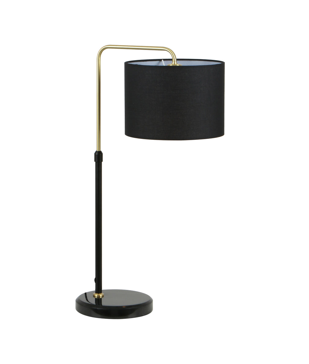 Arriba Adjustable Table Lamp Drum Shade With Marble Base Black - ARRIBA-T1