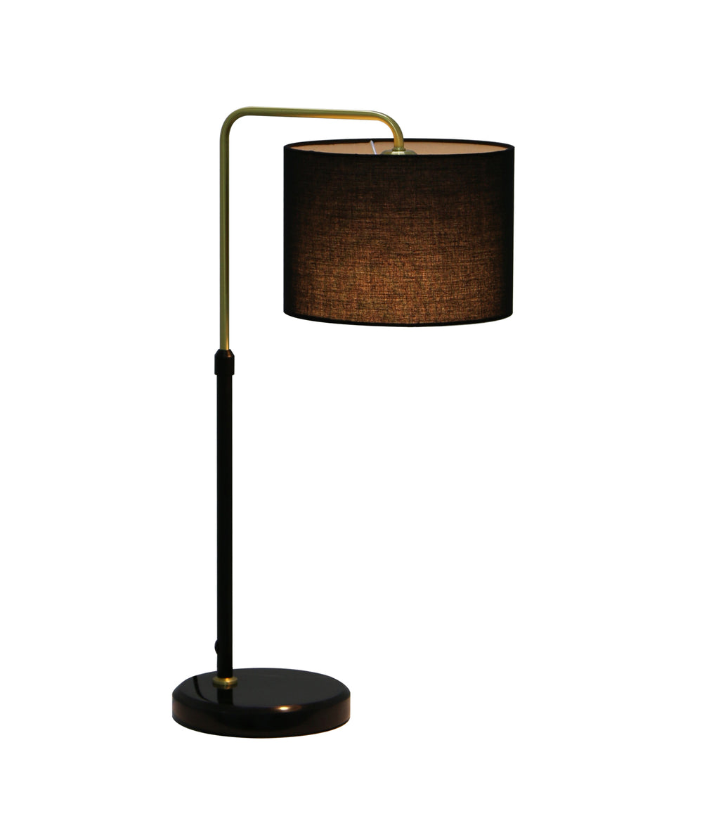 Arriba Adjustable Table Lamp Drum Shade With Marble Base Black - ARRIBA-T1