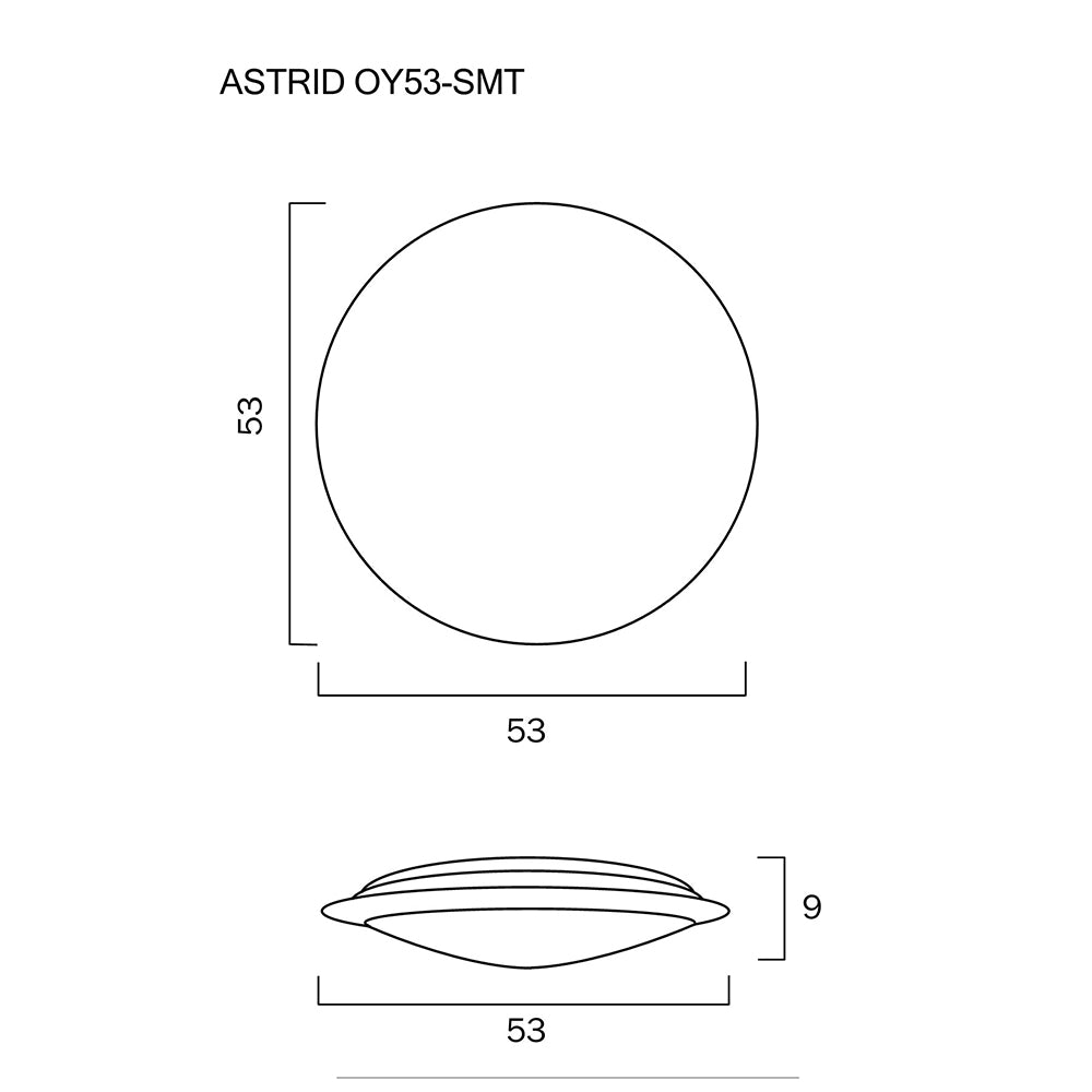Astrid 60W Tri-Colour Smart LED Round Oyster Silver - ASTRID OY53-SMT