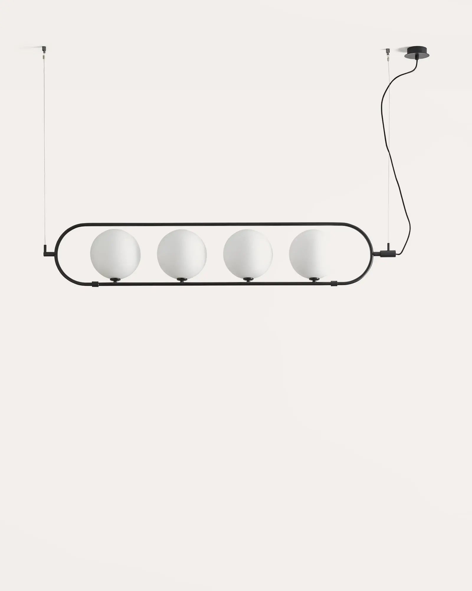 Abbacus Linear Pendant Light Matte Black & Opal - ARO.C1258/4/NEG