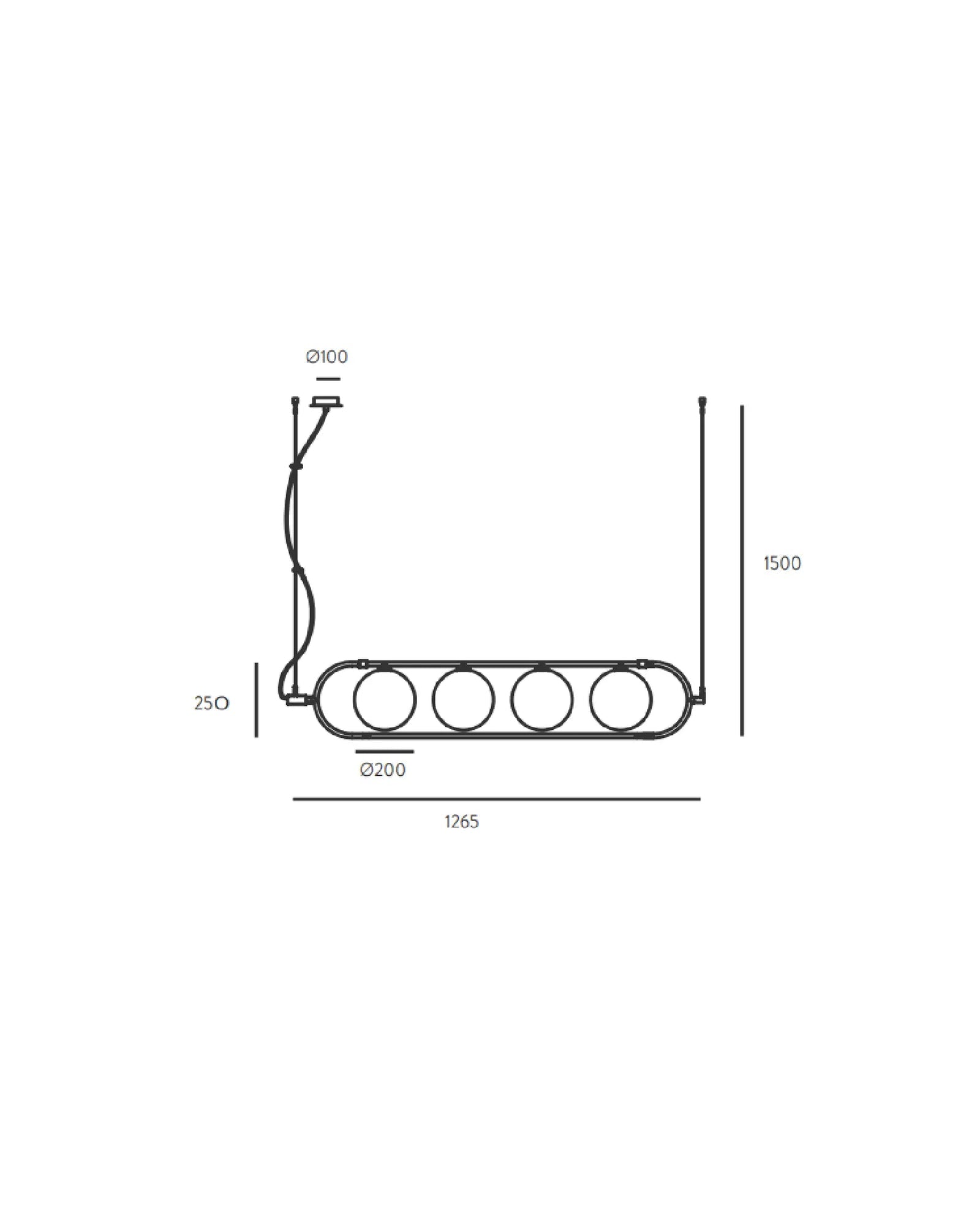 Abbacus Linear Pendant Light Matte Black & Opal - ARO.C1258/4/NEG