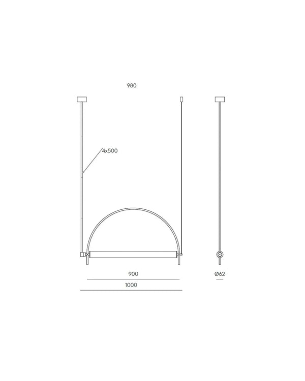 Arc LED Pendant Light 20W 3000K Matte Brass - ARO.C1292/ORO