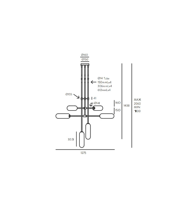 Atil 6 Light Pendant 5W 2700K Matte Black Brass & Opal - ARO.C1281/6