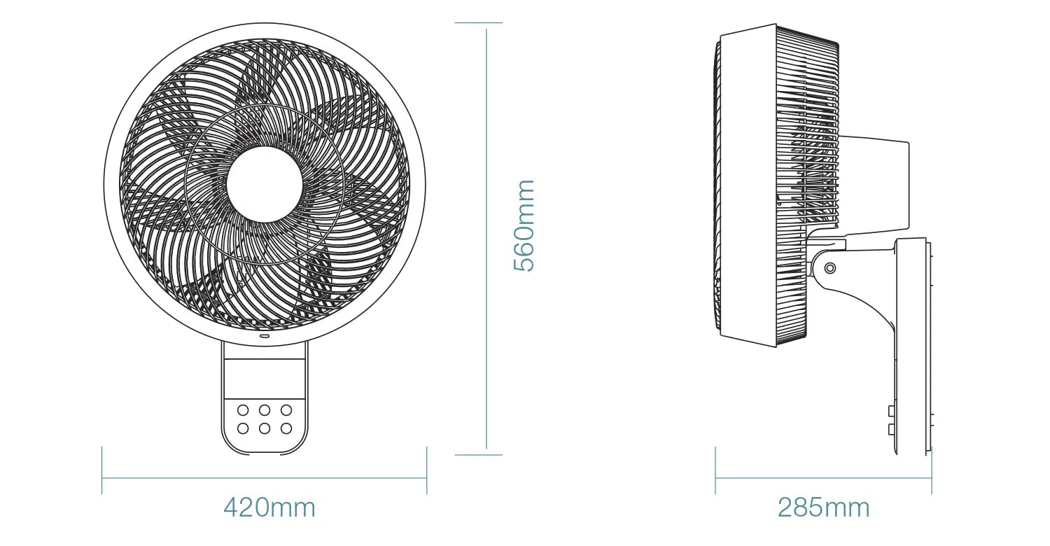 Avalon DC Smart Wall Fan 14" With Remote Matt White - MWFA350W