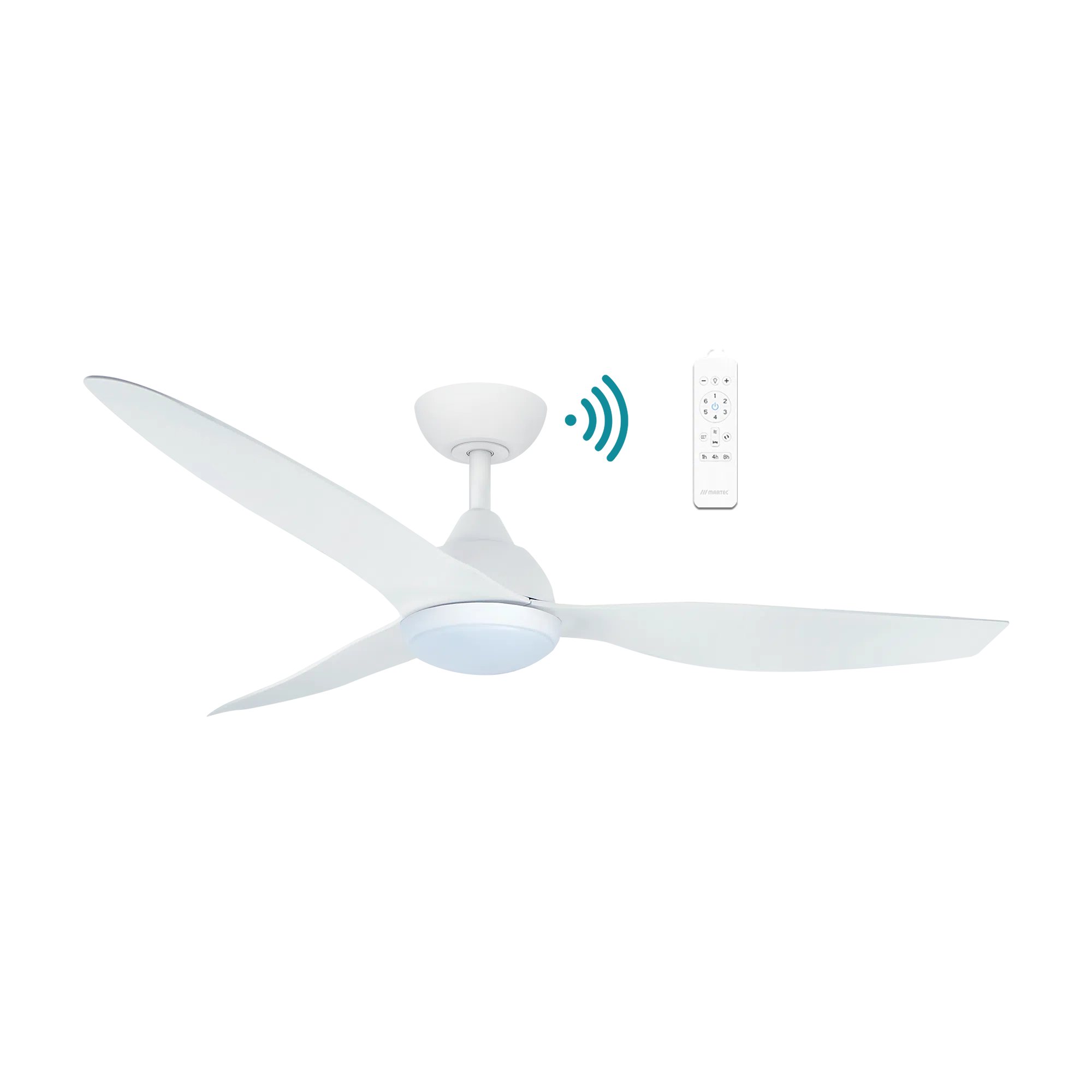 Avoca DC Ceiling Fan With LED Light 52" 3 Blade Matt White With WIFI Remote - MADC1333WWR