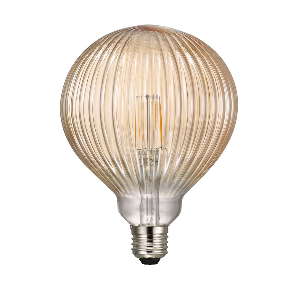 Buy LED Filament Globes Australia Avra Line Stripes G125 LED Filament Globe ES 240V 1.5W Amber Glass 2000K - 1438070