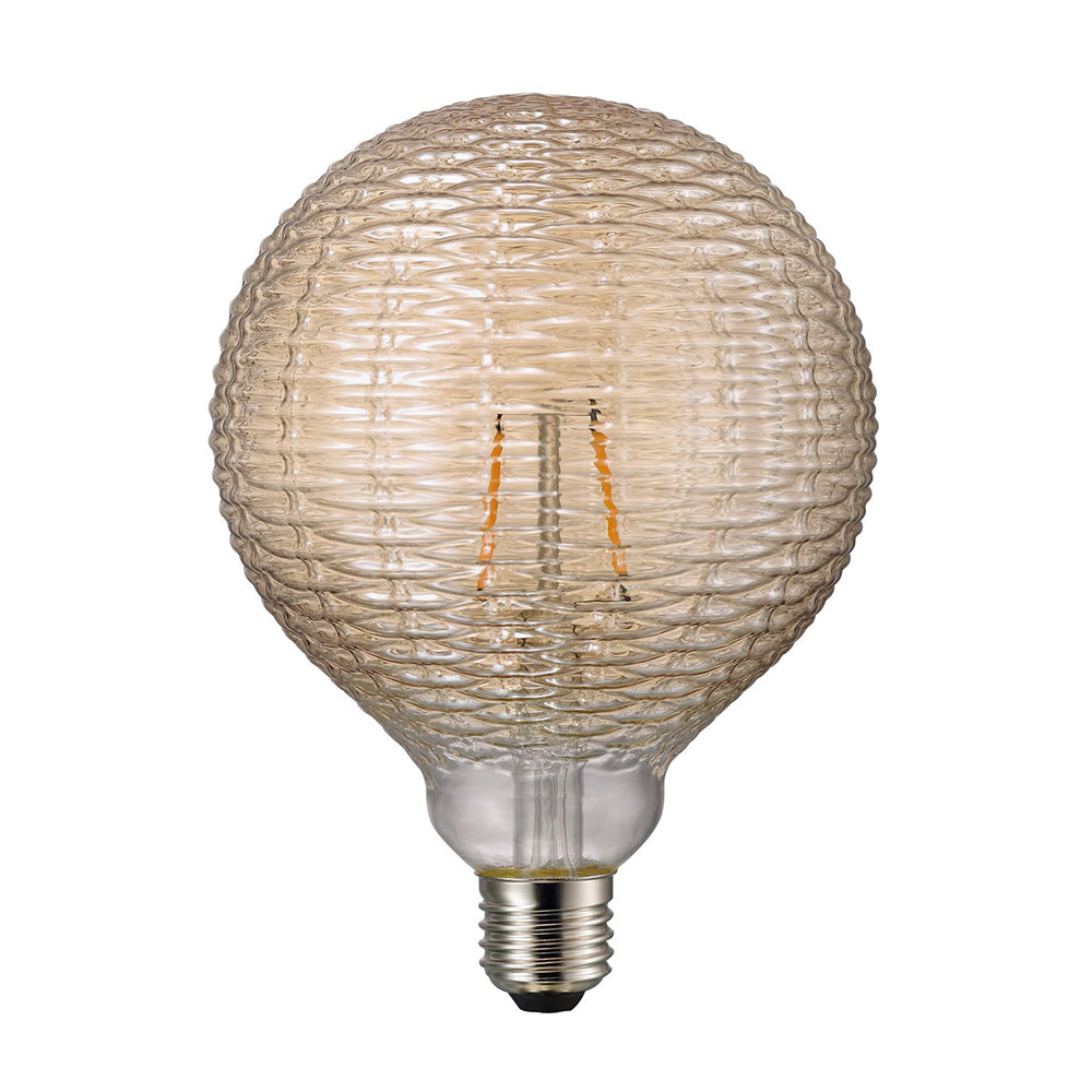 Buy LED Filament Globes Australia Avra Line Dent G125 LED Filament Globe ES 240V 1.5W Amber Glass 2000K - 1439070