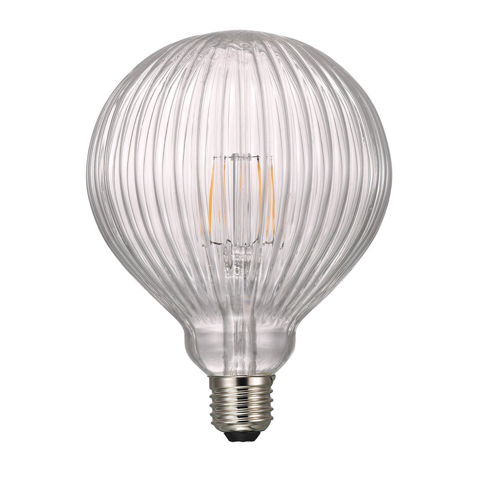 Buy LED Filament Globes Australia Avra Line Stripes G125 LED Filament Globe ES 240V 1.5W Clear Glass 2200K - 1441070