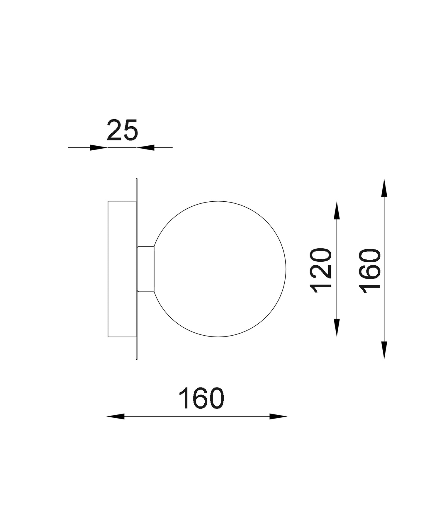 Balle Interior Round Base Wall Light Black - BALLE2R