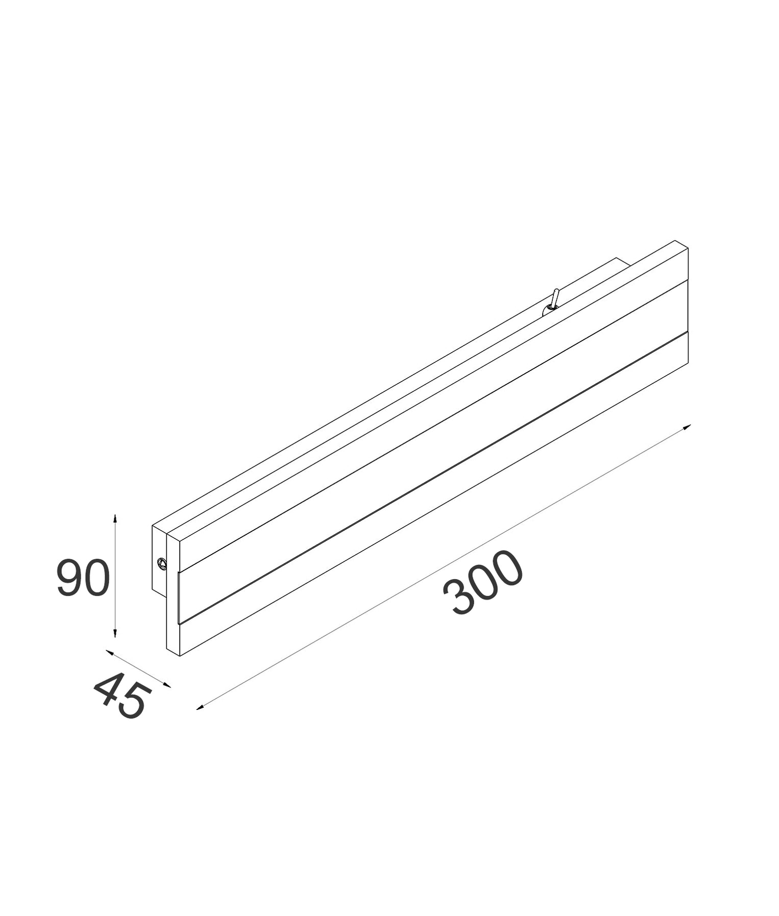 Banda LED 300mm Rectangular Wall Light Aluminium Black 9W 3CCT - BANDA1