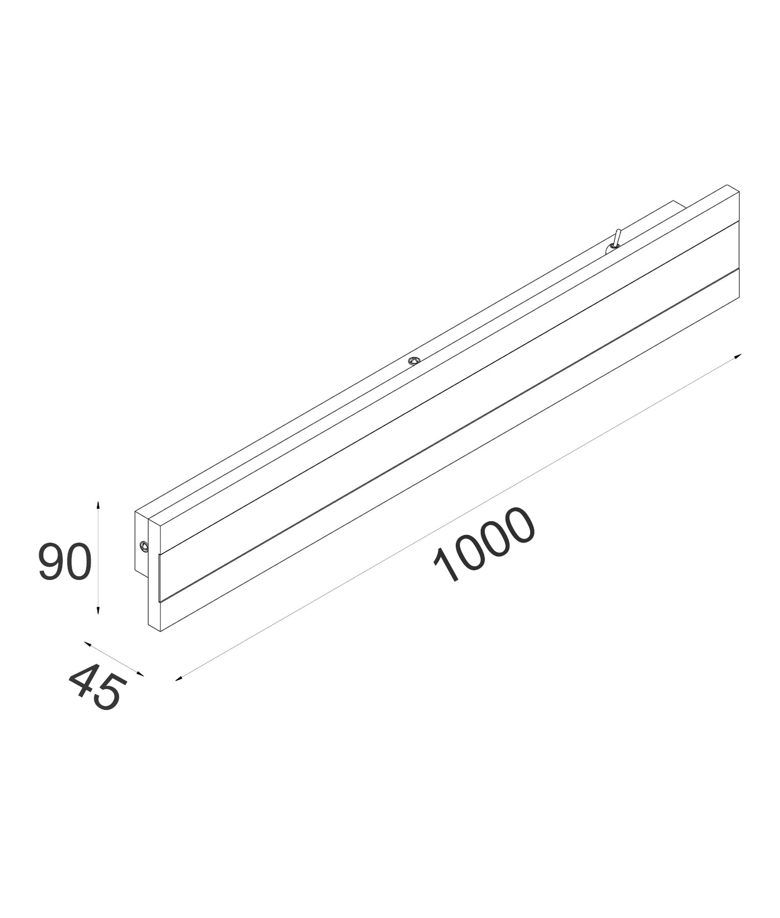 Banda LED 1000mm Rectangular Wall Light Aluminium Black 32W 3CCT - BANDA3