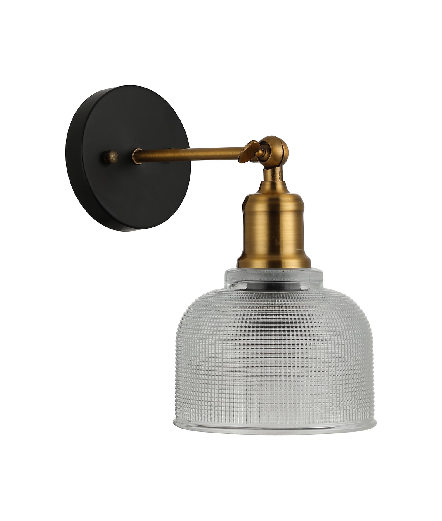 Bell Dome Clear Segmented Wall Light Antique Brass & Black - BELL1