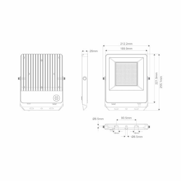Blaze Pro LED Floodlight Power Selectable 50/70/100W Tri Colour Black - 19161