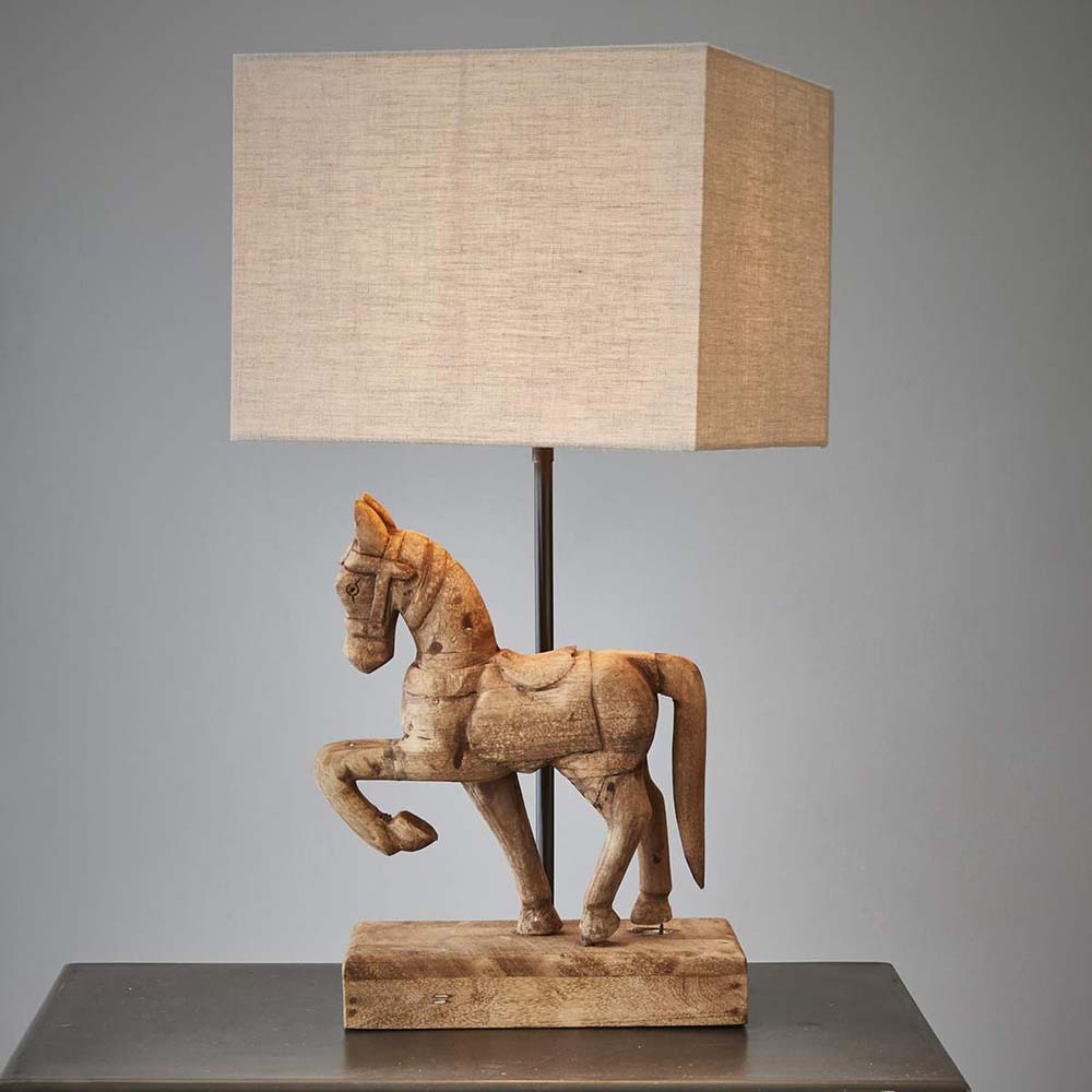 Bonnie Small Wooden Horse Table Lamp Base Only Dark Natural - ZAF14148A