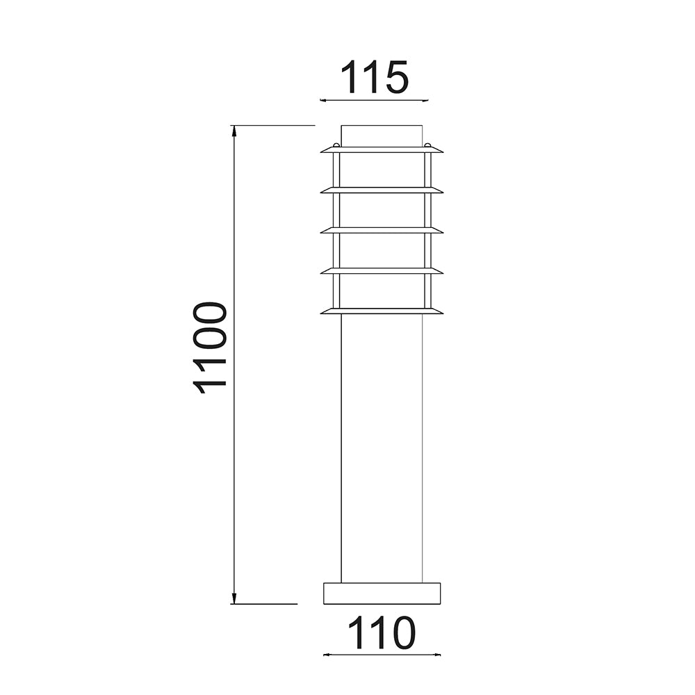 Buy Bollard Lights Australia Borda Louvred Bollard Light Long 304 Stainless Steel Black IP44 - BORDA5