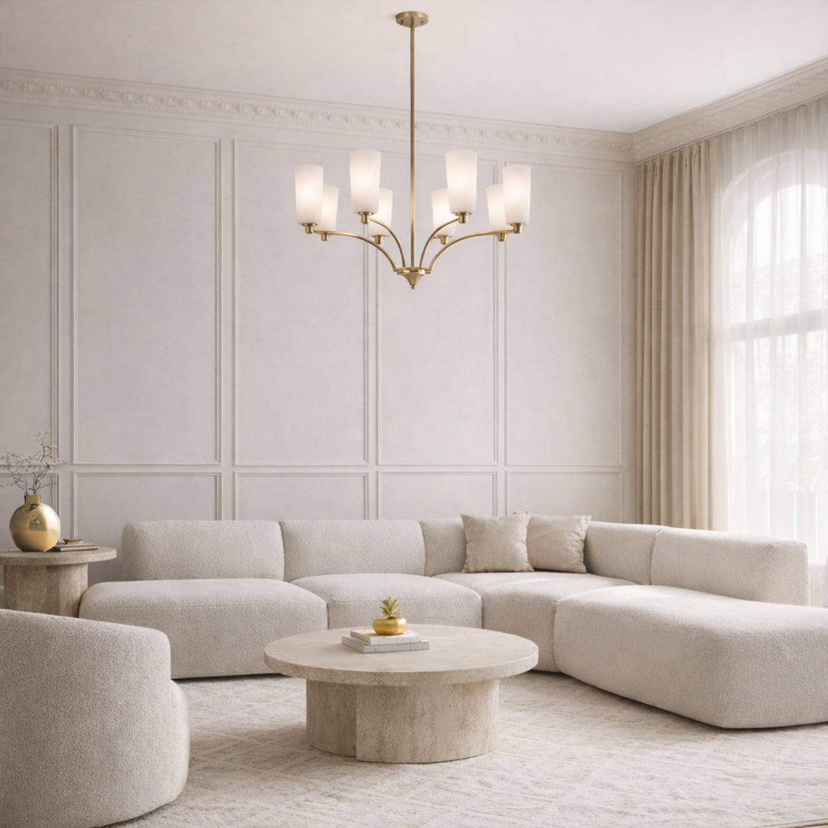 Brevan 8 Light Pendant Light Antique Gold & Alabastro - BREVAN PE8-AGMB
