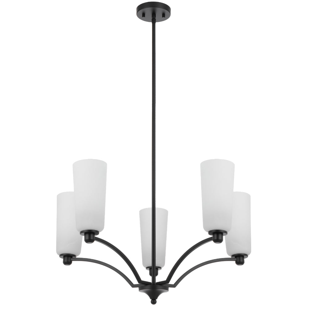Brevan 5 Light Pendant Light Black & Alabastro - BREVAN PE5-BKMB