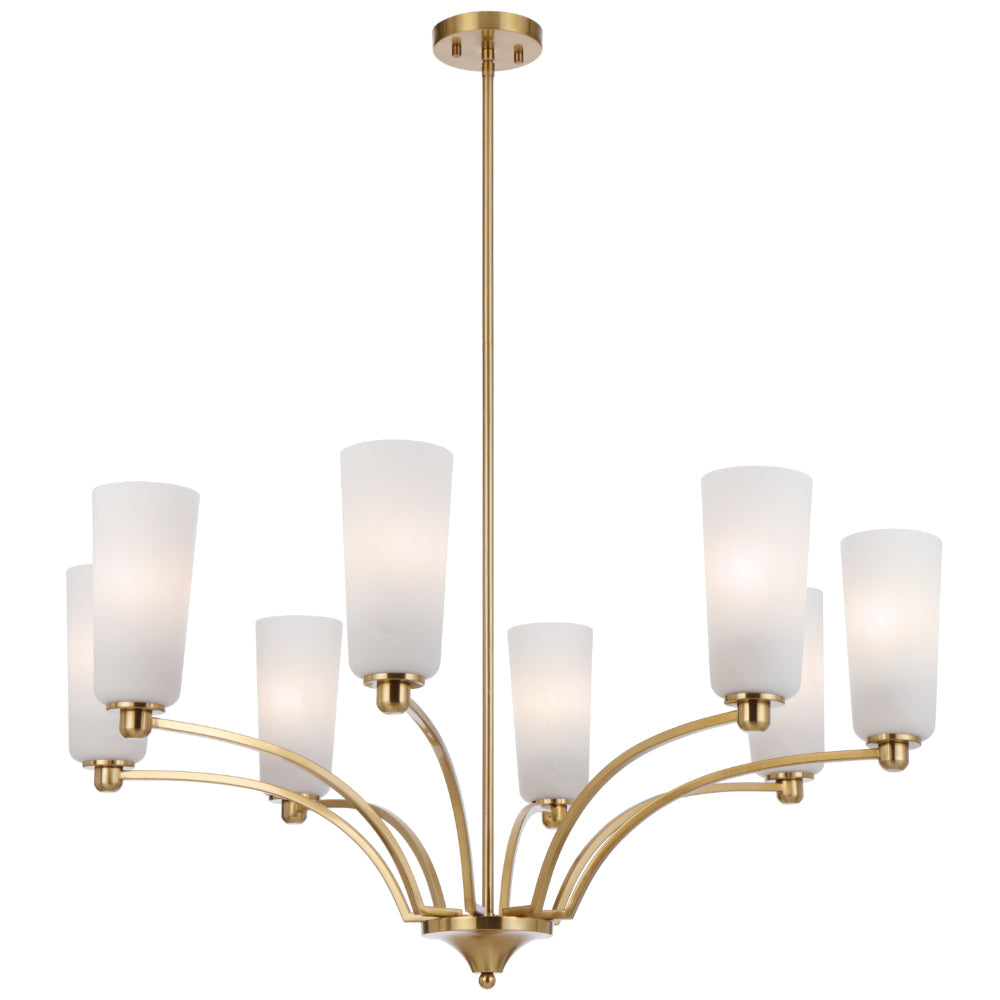Brevan 8 Light Pendant Light Antique Gold & Alabastro - BREVAN PE8-AGMB