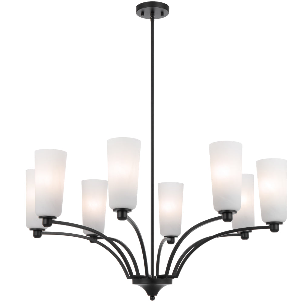 Brevan 8 Light Pendant Light Black & Alabastro - BREVAN PE8-BKMB