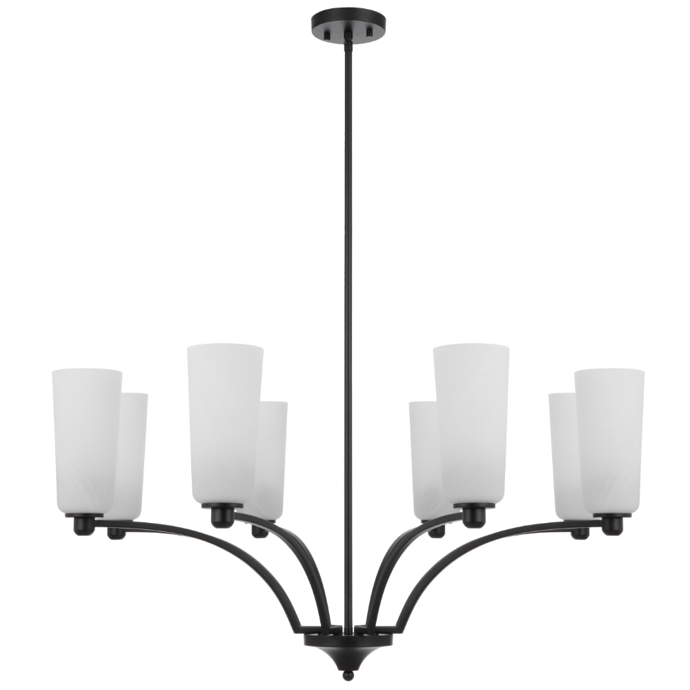 Brevan 8 Light Pendant Light Black & Alabastro - BREVAN PE8-BKMB