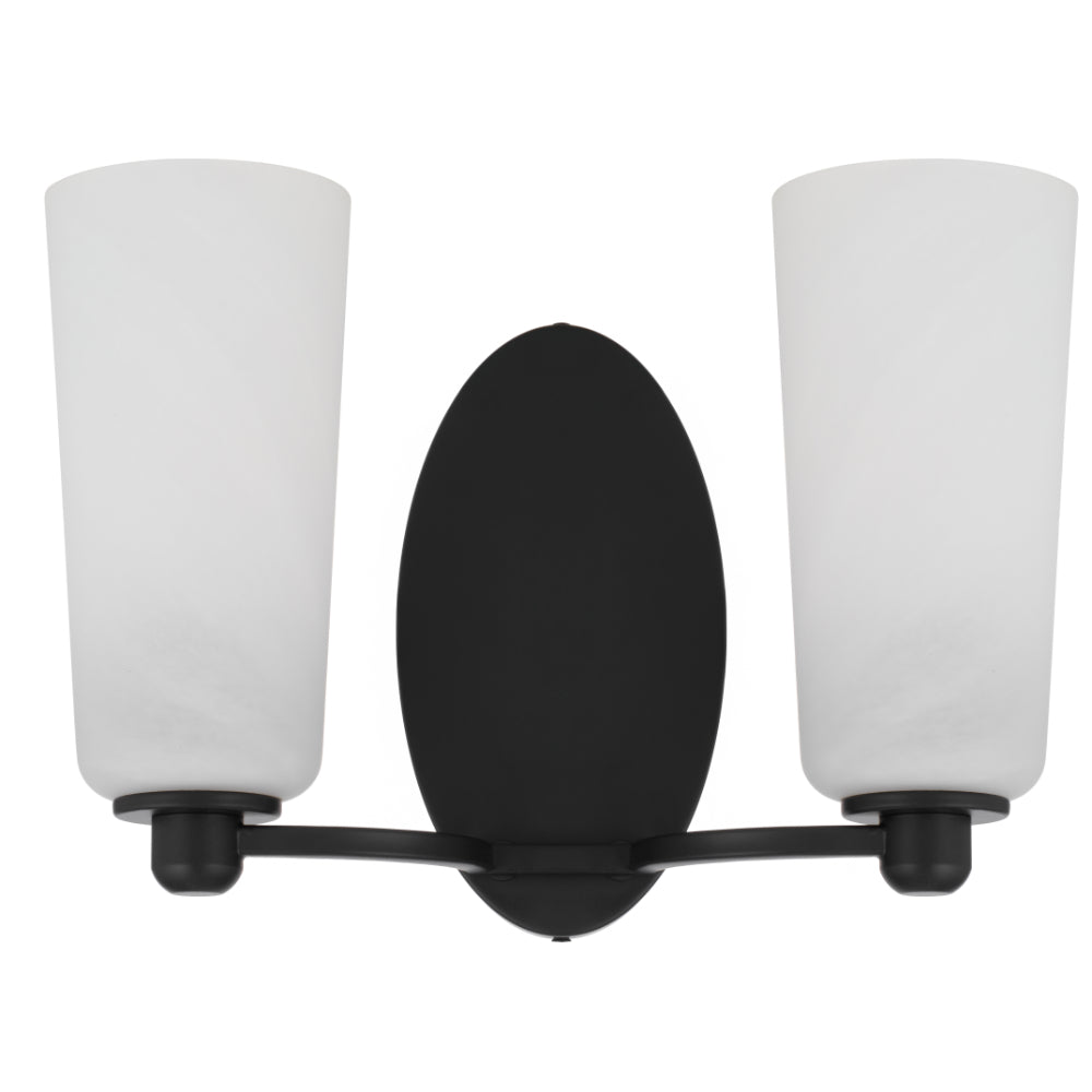 Brevan 2 Light Wall Light Black & Alabastro - BREVAN WB2-BKMB