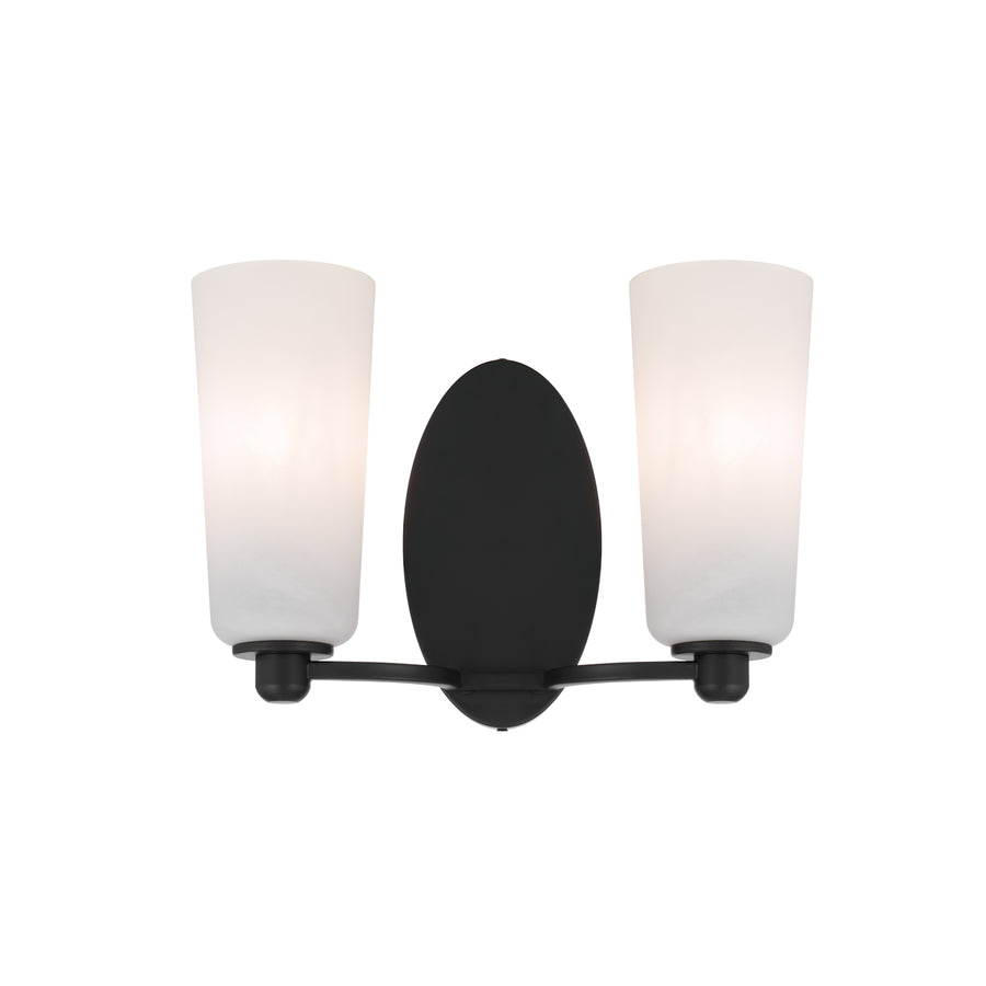 Brevan 2 Light Wall Light Black & Alabastro - BREVAN WB2-BKMB