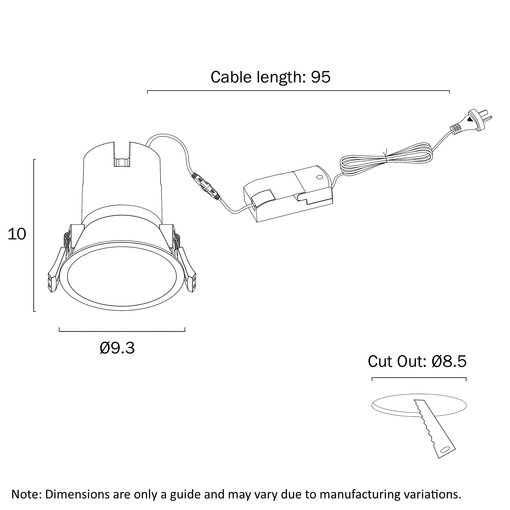 Brex 93mm Recessed LED Downlight 10W 3000K White & Silver - BREX DL93-WHSL93