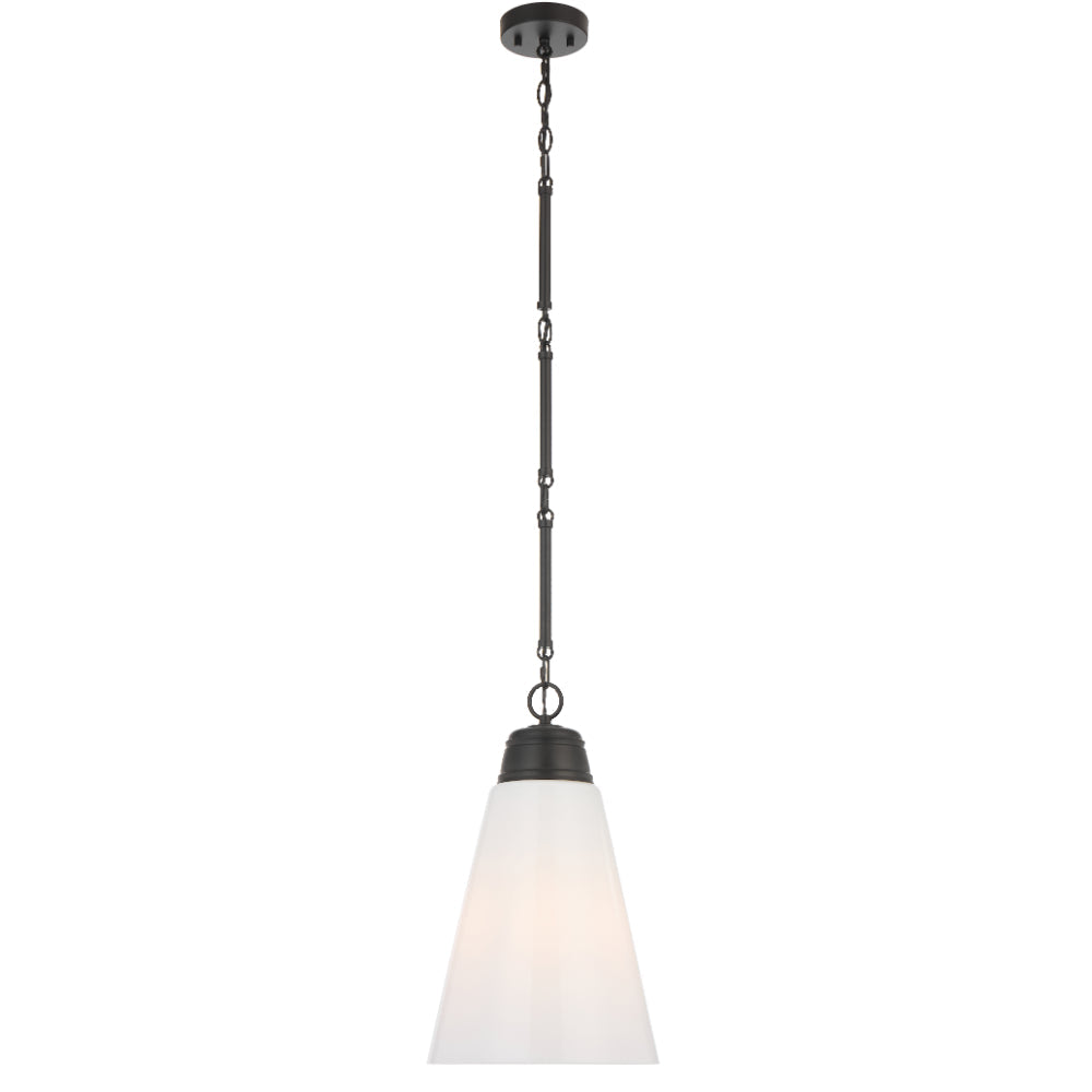 Brine 288mm Pendant Light Matt Black & Opal - BRINE PE28-BK