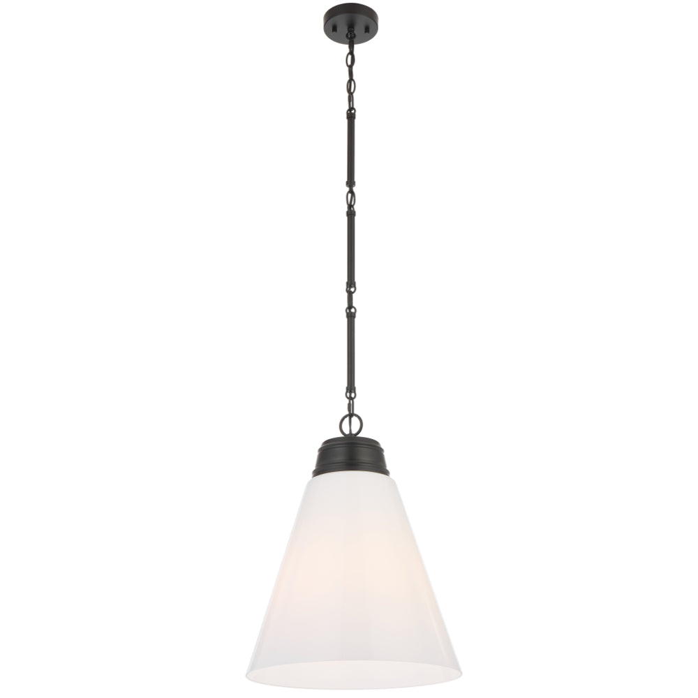 Brine 400mm Pendant Light Matt Black & Opal - BRINE PE40-BK