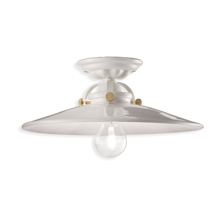 B&W Classic Small Semi Flush Mount Light Glazed White - FER.C104-02