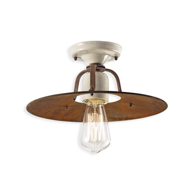 Grunge Small Semi Flush Mount Light Craquele - FER.C1434-18