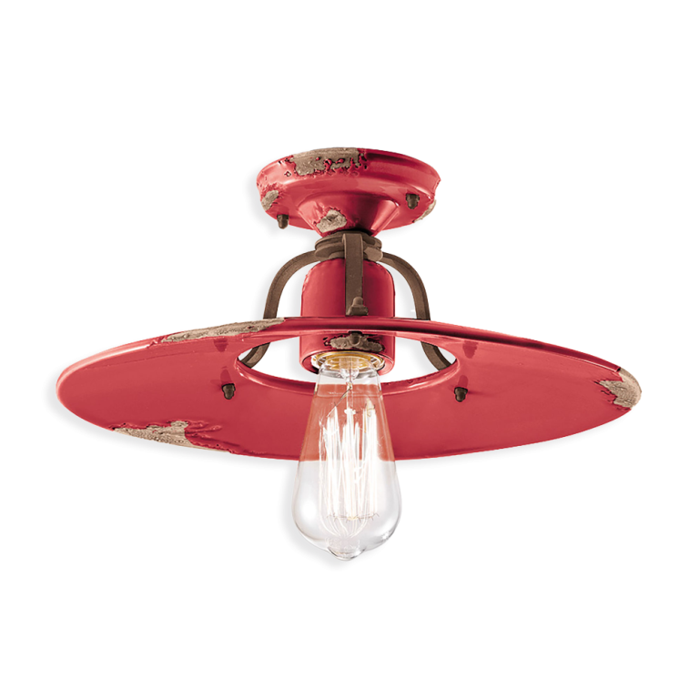 Country Large Semi Flush Mount Light Vintage Red - FER.C1445-VIR