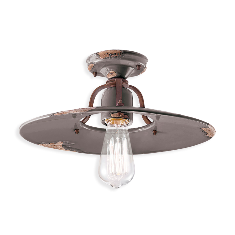 Country Large Semi Flush Mount Light Vintage Dove Grey - FER.C1445-VIT