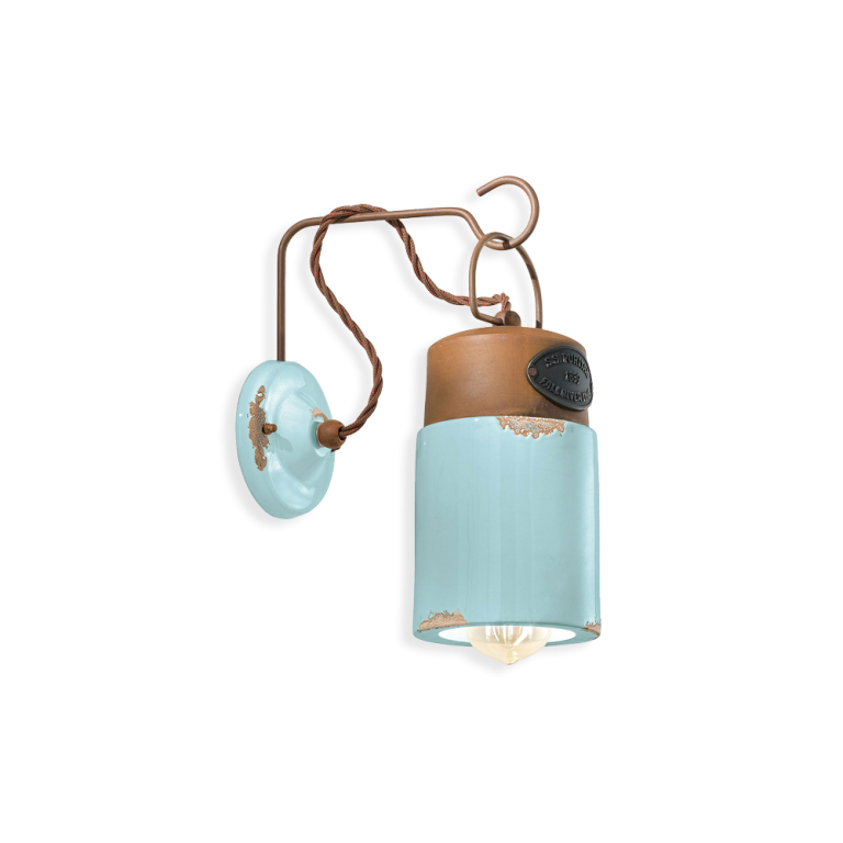 Industrial 125mm Wall Light Vintage Light Blue - FER.C1621-VIA