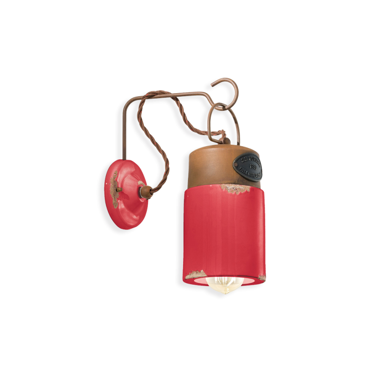 Industrial 125mm Wall Light Vintage Red - FER.C1621-VIR