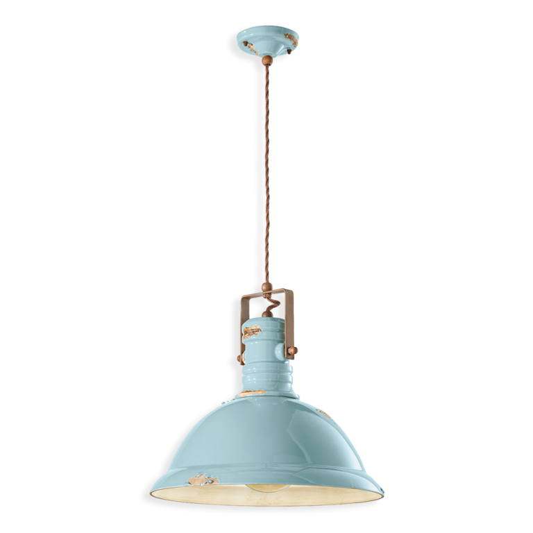 Industrial Large Pendant Light Vintage Light Blue - FER.C1690-VIA