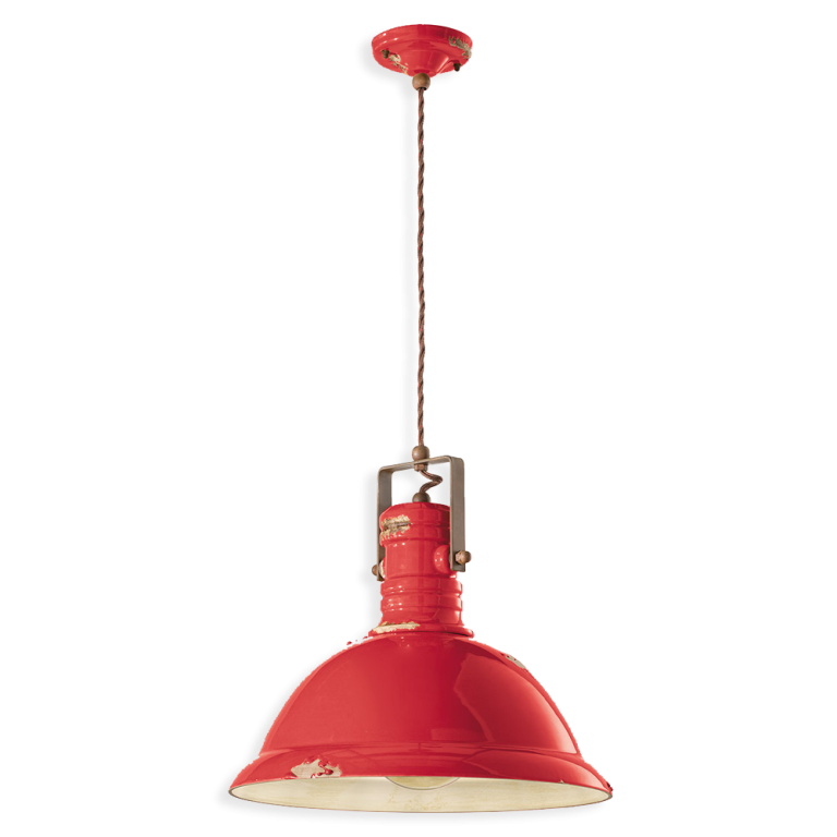 Industrial Large Pendant Light Vintage Red - FER.C1690-VIR