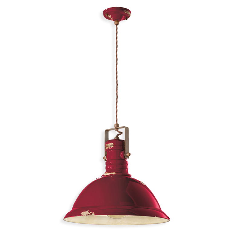 Industrial Large Pendant Light Vintage Bordeaux - FER.C1690-VIX