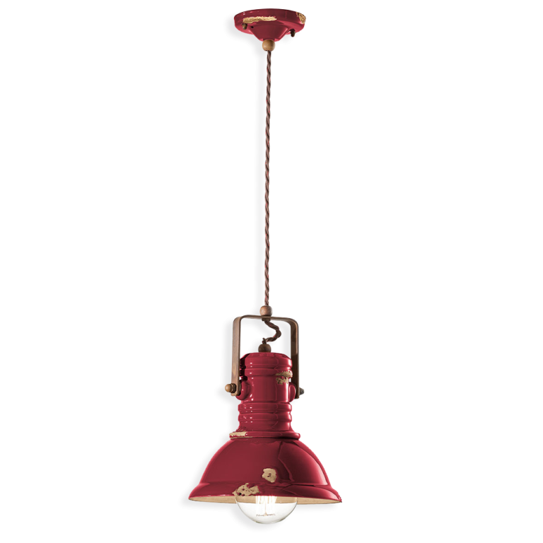 Industrial Small Pendant Light Vintage Bordeaux - FER.C1691-VIX