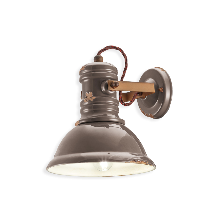 Industrial Ceramic Wall Light Vintage Dove Grey - FER.C1693-VIT