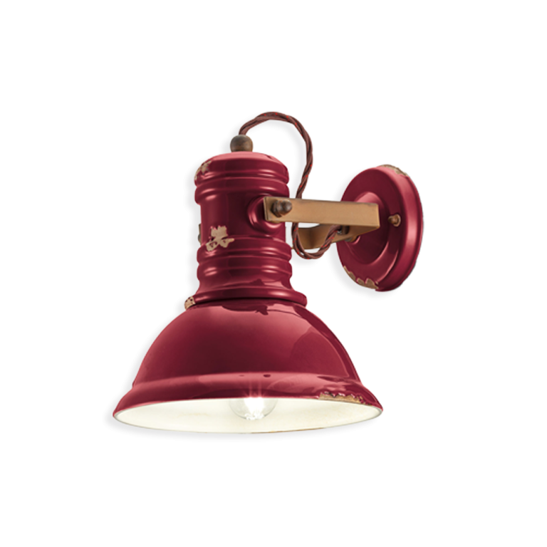 Industrial Ceramic Wall Light Vintage Bordeaux - FER.C1693-VIX